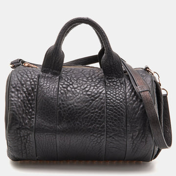 ALEXANDER WANG Black Textured Leather Rocco Duffel Bag