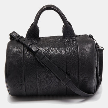 ALEXANDER WANG Black Pebbled Leather Rocco Duffle Bag