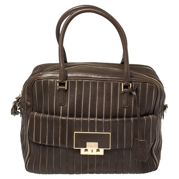 ANYA HINDMARCH Brown/Grey Leather And Suede Bowling Bag
