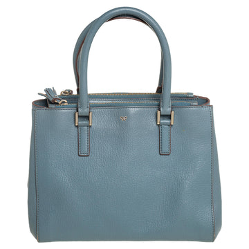 ANYA HINDMARCH Stone Blue Leather Double Zip Tote
