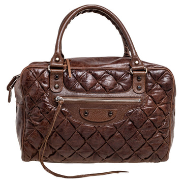 Balenciaga Brown Quilted Matelasse Leather MM Bag