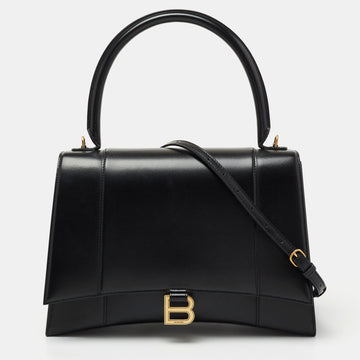 Balenciaga Black Leather Hourglass Top Handle Bag