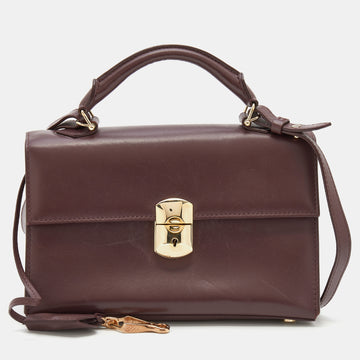 Balenciaga Burgundy Leather Top Handle Bag