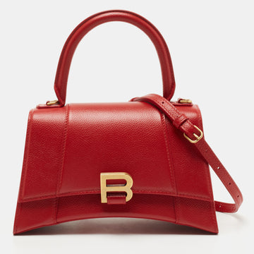 Balenciaga Red Leather Hourglass Top Handle Bag