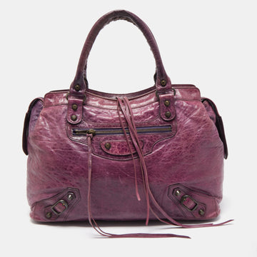 BALENCIAGA Purple Leather Rh Step Bag