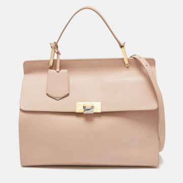 BALENCIAGA Pink Leather Le Dix Cartable Top Handle Bag