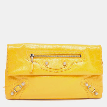 BALENCIAGA Mustard Leather RSH Envelope Clutch