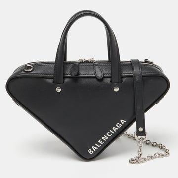 BALENCIAGA Black Leather XS Triangle Duffle Bag