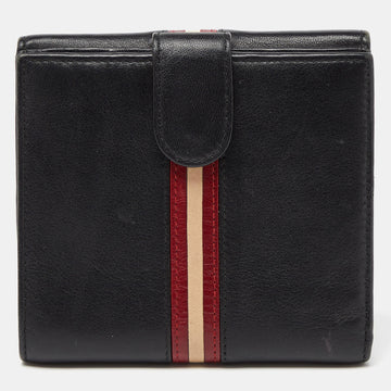 BALLY Black Leather Compact Wallet