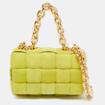 Bottega Veneta Yellow Padded Suede Chain Cassette Shoulder Bag