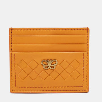 Bottega Veneta Mustard Intrecciato Leather Butterfly Card Holder