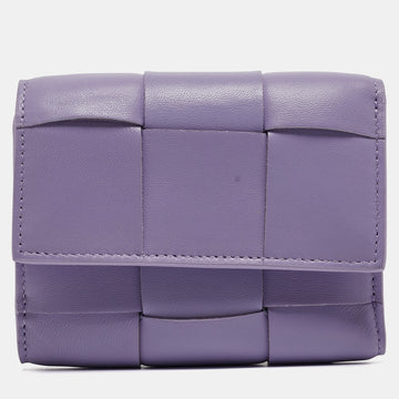 BOTTEGA VENETA Lilac Intrecciato Leather Cassette Trifold Wallet