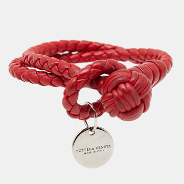 Bottega Veneta Intrecciato Leather Double Strand Knot Bracelet