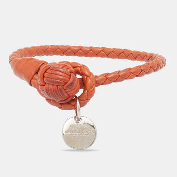 Bottega Veneta Orange Intrecciato Leather Single Knot Bracelet