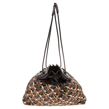 Bottega Veneta Multicolor Fabric And Leather Drawstring Shoulder Bag