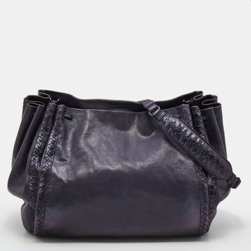 Bottega Veneta Iridescent Purple Intrecciato Leather Scarabee Crossbody Bag