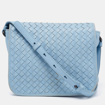 Bottega Veneta  Blue Intrecciato Leather Shoulder Bag