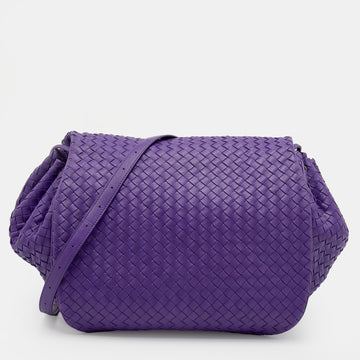 Bottega Veneta Purple Intrecciato Leather Flap Shoulder Bag