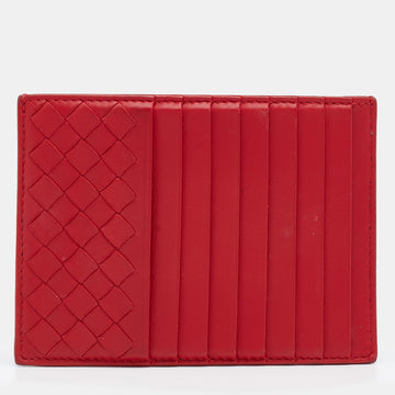 Bottega Veneta Red Intrecciato Leather Card Holder