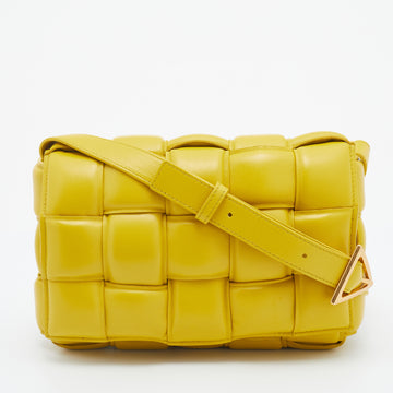 Bottega Veneta Yellow Leather Padded Cassette Flap Shoulder Bag