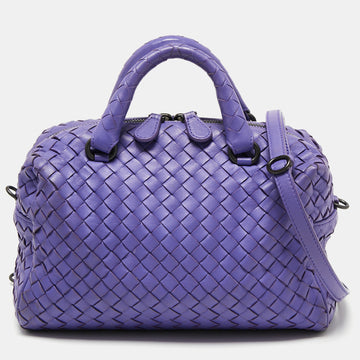 Bottega Veneta Purple Intrecciato Leather Boston Bag