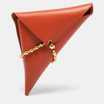 Bottega Veneta Orange Leather Ball Chain Triangle Pouch