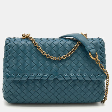 Bottega Veneta Blue Intrecciato Leather Baby Olimpia Shoulder Bag