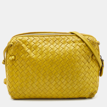 Bottega Veneta Citrus Yellow Intrecciato Leather Nodini Shoulder Bag