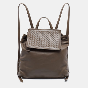 Bottega Veneta Brown Intrecciato Leather Backpack