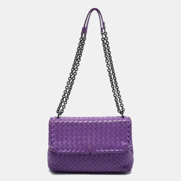 Bottega Veneta Purple Intrecciato Leather Small Olimpia Shoulder Bag
