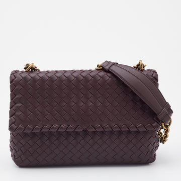 Bottega Veneta Burgundy Intrecciato Leather Small Olimpia Shoulder Bag