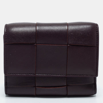 Bottega Veneta Dark Burgundy Leather Cassette Wallet