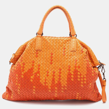 Bottega Veneta Orange Intrecciato Leather Maxi Convertible Tote