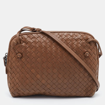 Bottega Veneta Dark Beige Intrecciato Leather Nodini Crossbody Bag