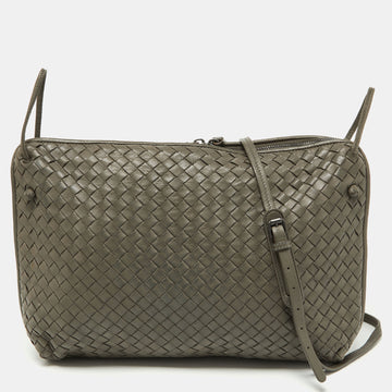 BOTTEGA VENETA Grey Intrecciato Leather Large Nodini Crossbody Bag