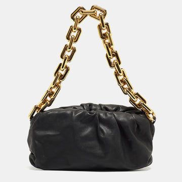 BOTTEGA VENETA Black Leather Chain Pouch Shoulder Bag