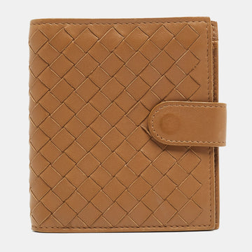 BOTTEGA VENETA Brown Intrecciato Leather French Wallet