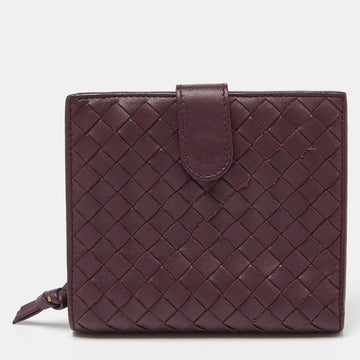 BOTTEGA VENETA Purple Intrecciato Leather French Flap Wallet