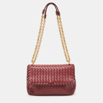 BOTTEGA VENETA Red Intrecciato Leather Small Olimpia Shoulder Bag