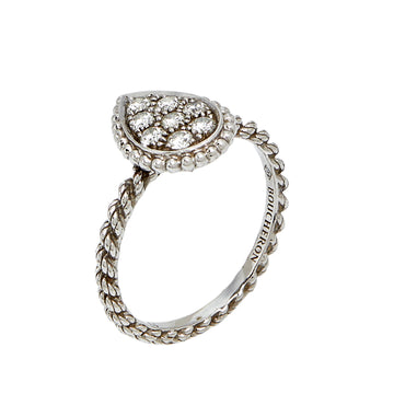 Boucheron Serpent Boheme Diamond 18K White Gold S Motif Ring Size 53