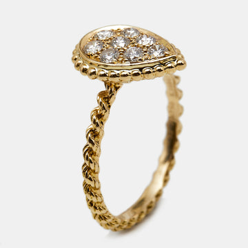 Boucheron Serpent Boheme Diamond 18k Yellow Gold S Motif Ring Size 52