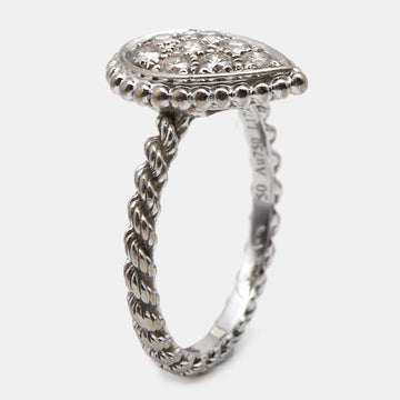 BOUCHERON Serpent Bohme Diamond 18k White Gold Ring Size 50