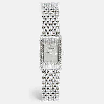 BOUCHERON Silver Diamonds Stainless Steel Reflet Women's Wristwatch 18 mm [With 8 Straps]
