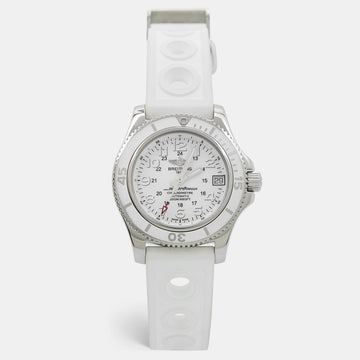 Breitling White Stainless Steel Rubber Superocean II A17312D2 Women's Wristwatch 36 mm