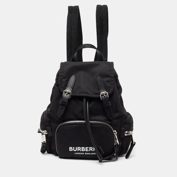 Burberry Black Nylon and Leather Small Rucksack Backpack