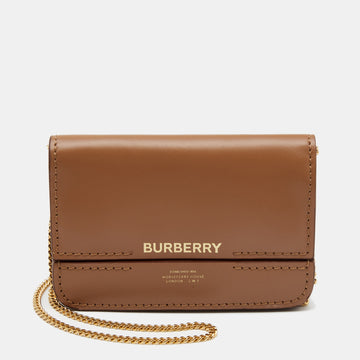 Burberry Tan Leather Mini Jody Chain Card Case