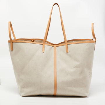 BURBERRY Beige Canvas and Leather XL Beach Tote
