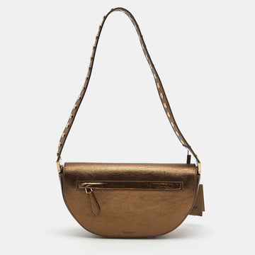 BURBERRY Bronze Leather Small Studded Olympia Shoulder Bag