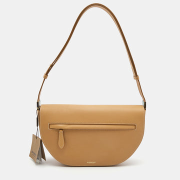 BURBERRY Warm Sand Leather Medium Olympia Shoulder Bag