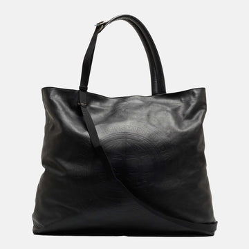 BURBERRY Black Embossed Leather New Flat Bag